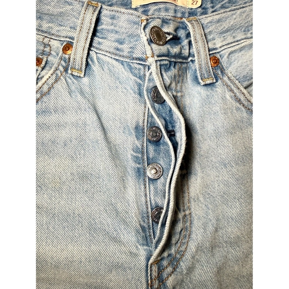 Levi's Ribcage Straight Jeans 27 High Rise Light Wash Ankle Cropped Button Fly - Picture 7 of 13